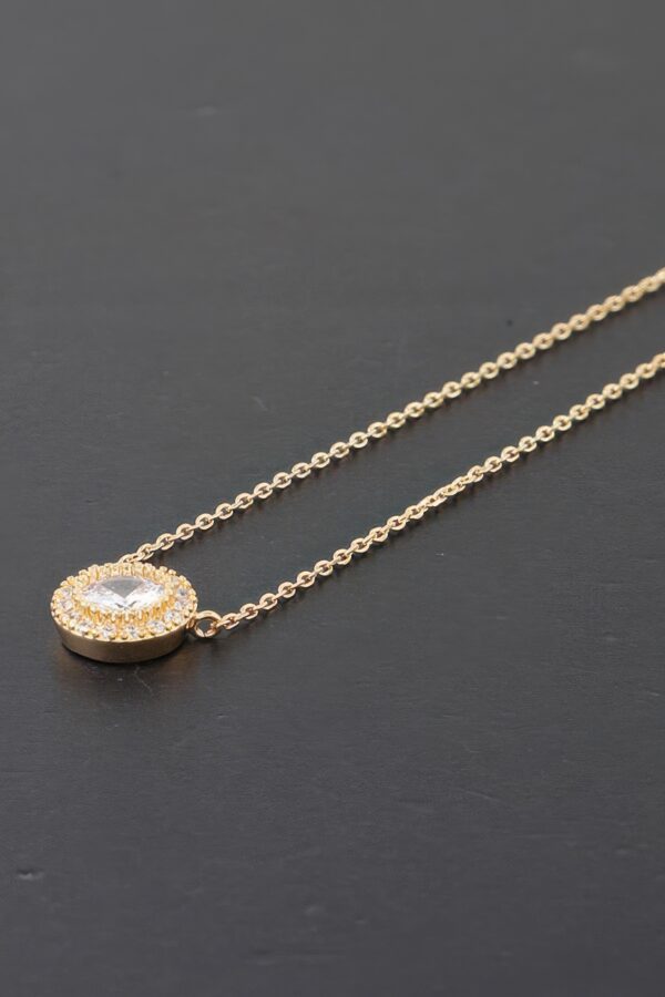 Rhinestone Pendant Necklace – Polished 16″ Chain