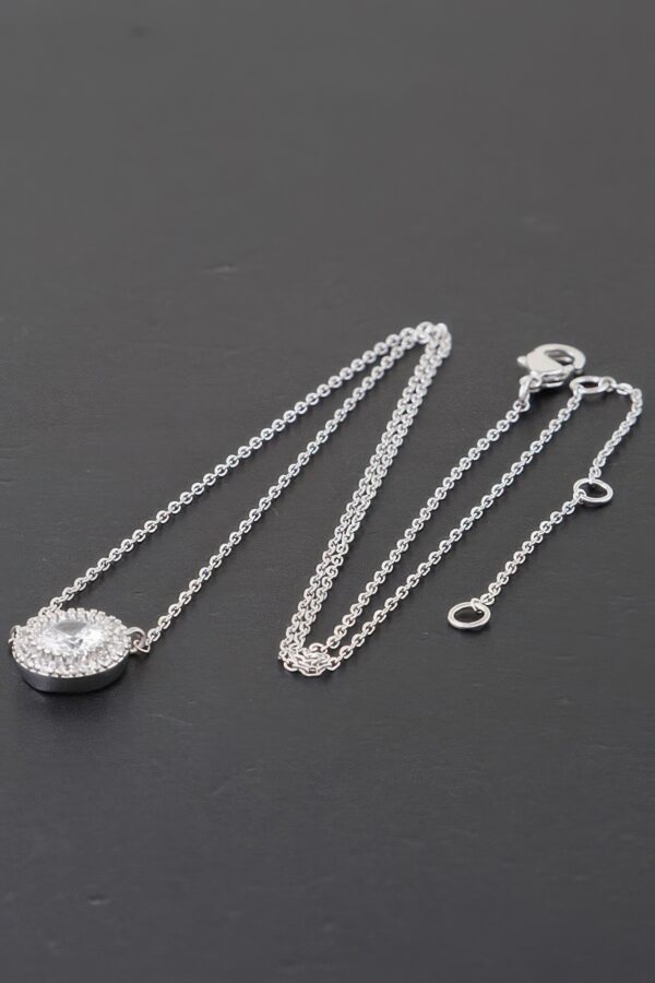 Rhinestone Pendant Necklace – Polished 16″ Chain