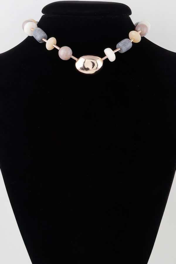 Multi Modern Stone Necklace – Gold-Tone 14″ Chain
