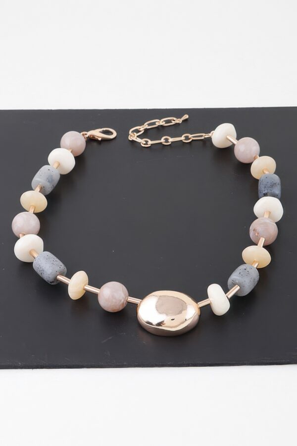 Multi Modern Stone Necklace – Gold-Tone 14″ Chain