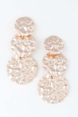 Triple Hammered Disc Drop Earrings – Cascading Discs