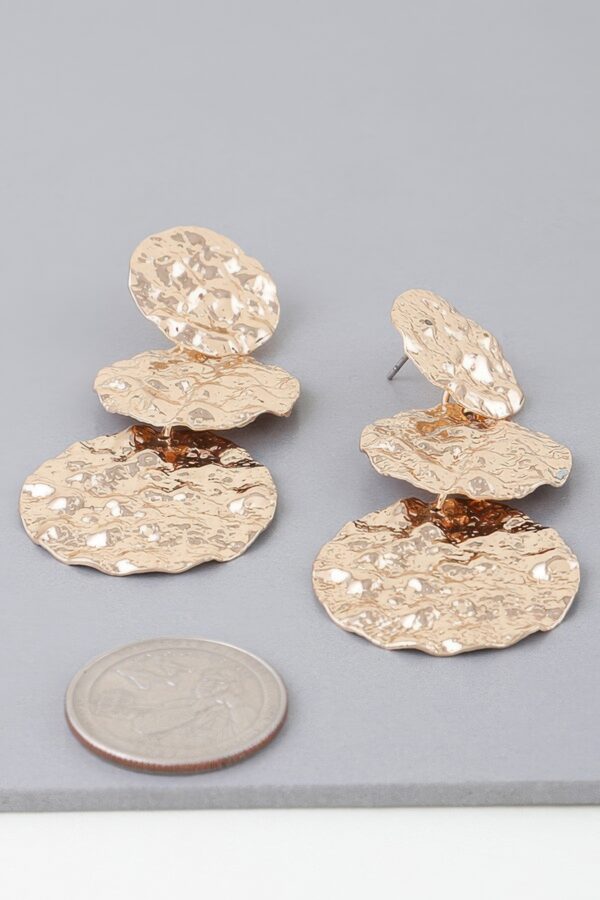 Triple Hammered Disc Drop Earrings – Cascading Discs