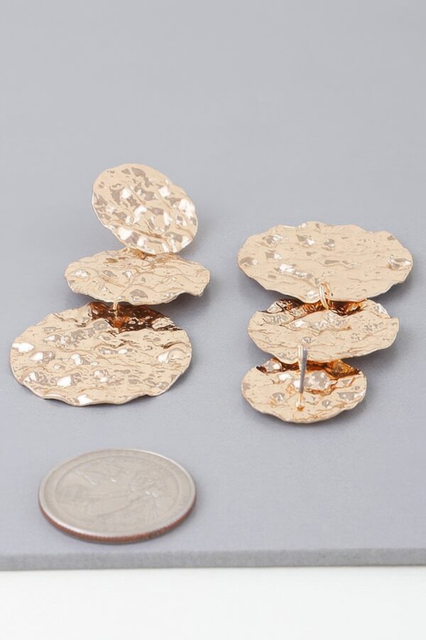 Triple Hammered Disc Drop Earrings – Cascading Discs