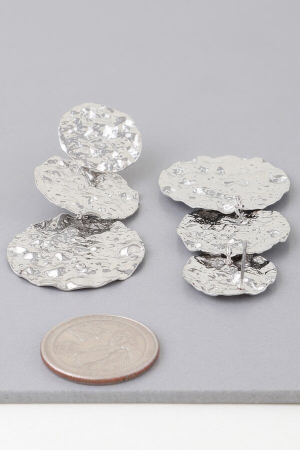 Triple Hammered Disc Drop Earrings – Cascading Discs