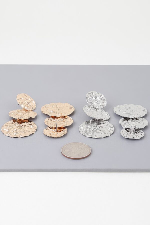 Triple Hammered Disc Drop Earrings – Cascading Discs