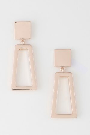 Geometric Frame Drop Earrings – Open-Frame Polished