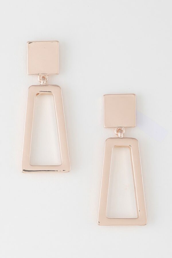 Geometric Frame Drop Earrings – Open-Frame Polished