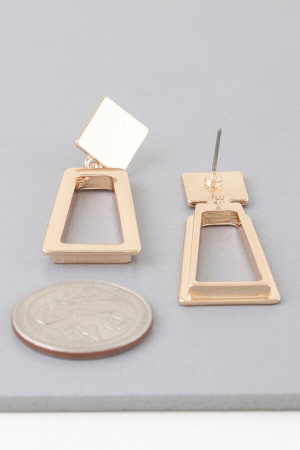 Geometric Frame Drop Earrings – Open-Frame Polished