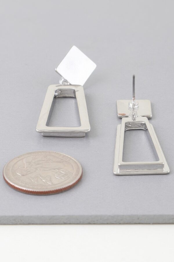Geometric Frame Drop Earrings – Open-Frame Polished