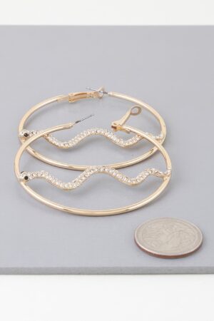Snake Hoop Earrings with Stone Embellishments – Gold-Tone
