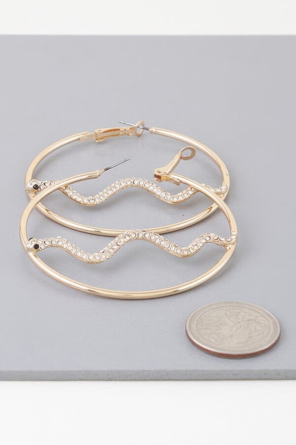 Snake Hoop Earrings with Stone Embellishments – Gold-Tone