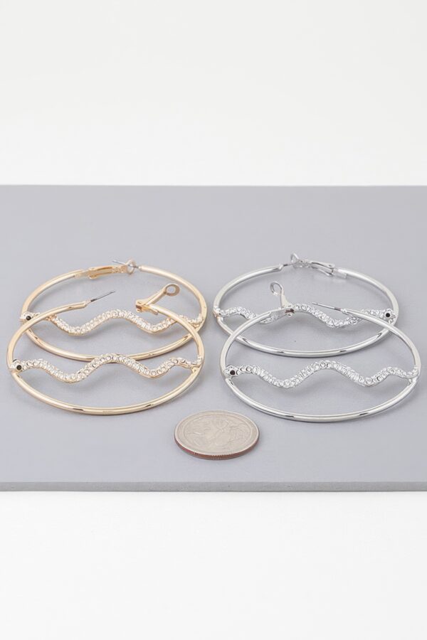 Snake Hoop Earrings with Stone Embellishments – Gold-Tone