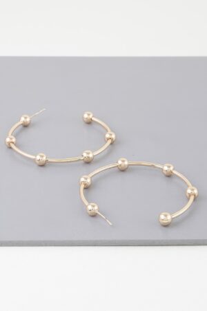 Multi Shiny Bead Gold-Tone Hoop Earrings
