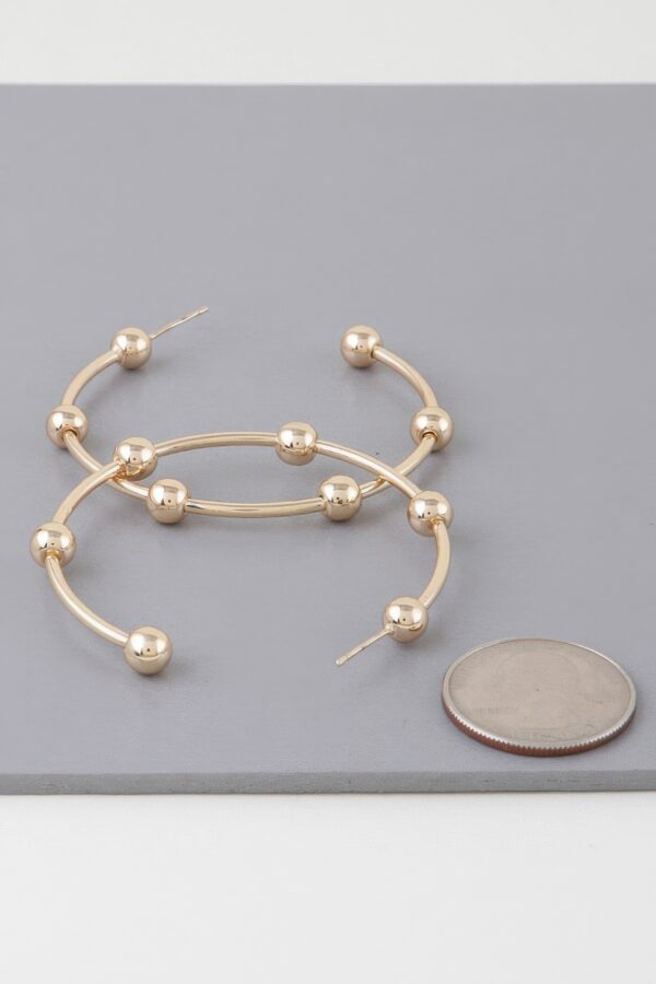 Multi Shiny Bead Gold-Tone Hoop Earrings