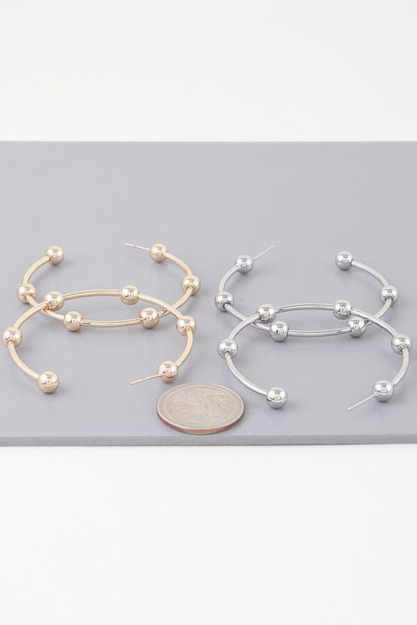 Multi Shiny Bead Gold-Tone Hoop Earrings