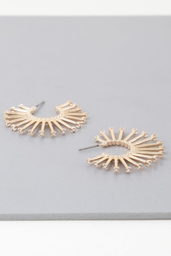 Bejeweled Sunburst Hoop Earrings – Gold-Tone