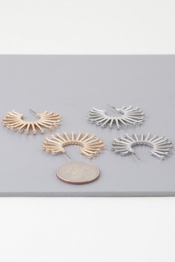 Bejeweled Sunburst Hoop Earrings – Gold-Tone