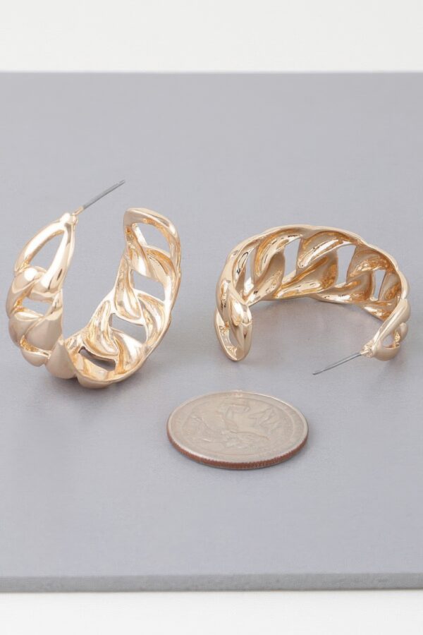 Curb Braid Hoop Earrings – Gold-Tone Chain Texture