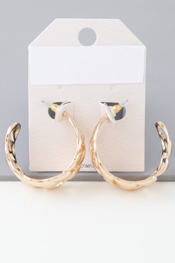 Curb Braid Hoop Earrings – Gold-Tone Chain Texture