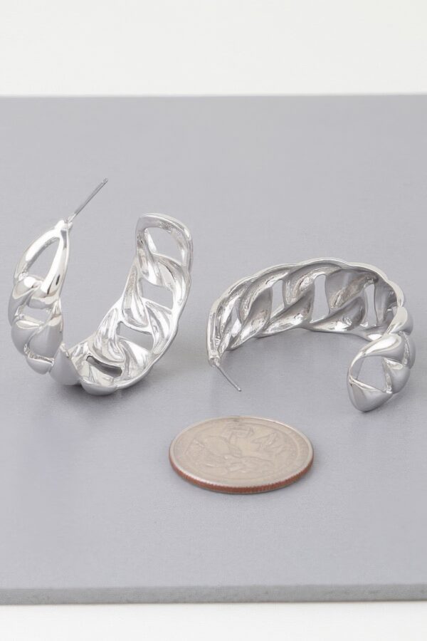Curb Braid Hoop Earrings – Gold-Tone Chain Texture