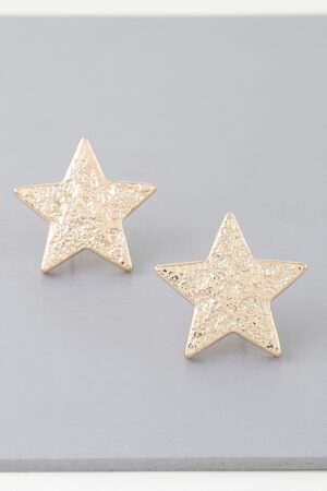 Hammered Star Earrings – Gold-Tone Star Accent