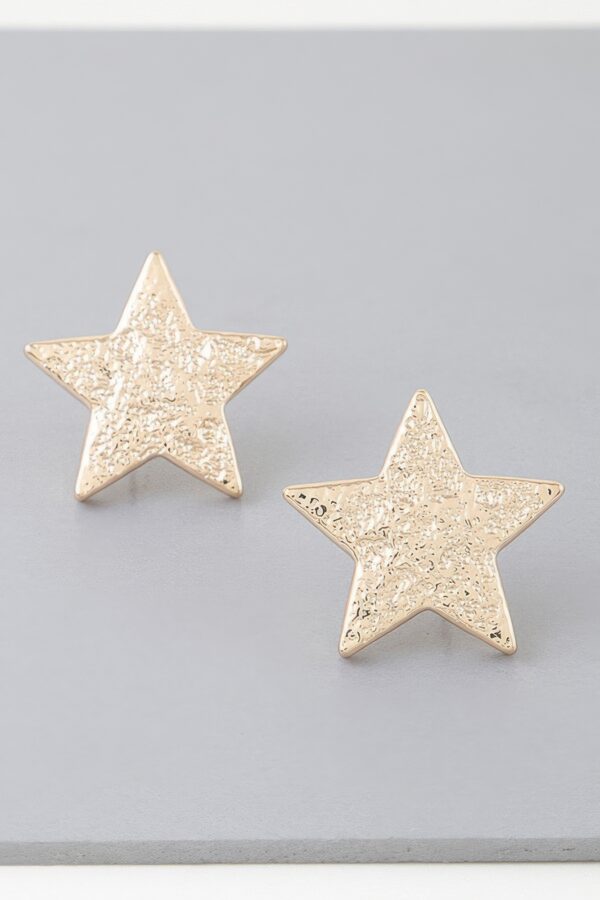 Hammered Star Earrings – Gold-Tone Star Accent