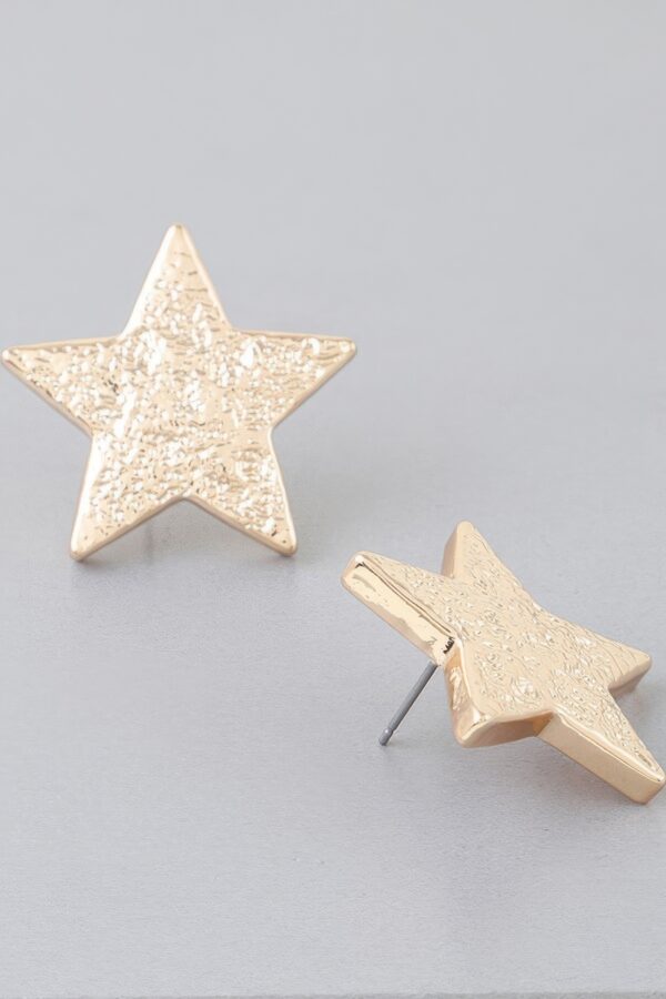 Hammered Star Earrings – Gold-Tone Star Accent