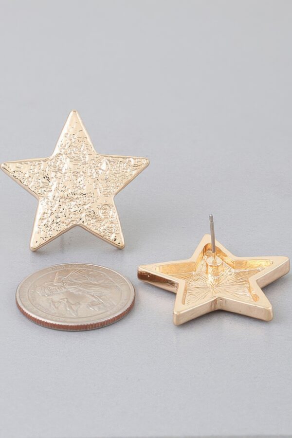 Hammered Star Earrings – Gold-Tone Star Accent