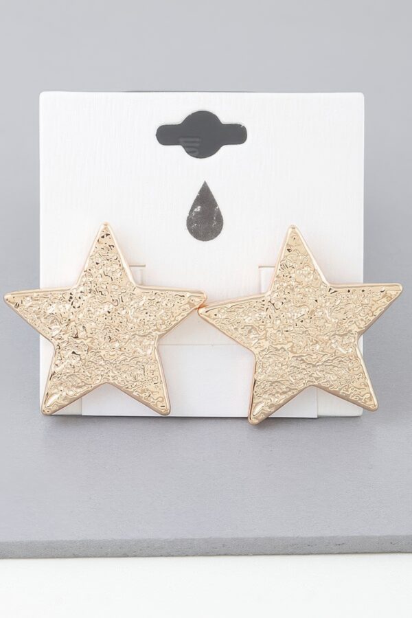 Hammered Star Earrings – Gold-Tone Star Accent