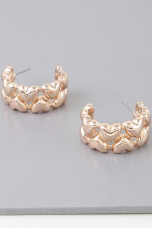 Twin Hearts Gold-Tone Hoop Earrings