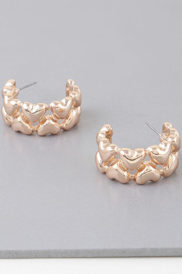 Twin Hearts Gold-Tone Hoop Earrings