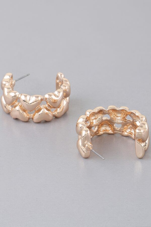 Twin Hearts Gold-Tone Hoop Earrings