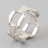 Shiny Link Chain Square-Top Ring – Polished Accent