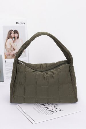 Quilted Nylon Shoulder Bag – Structured Contour