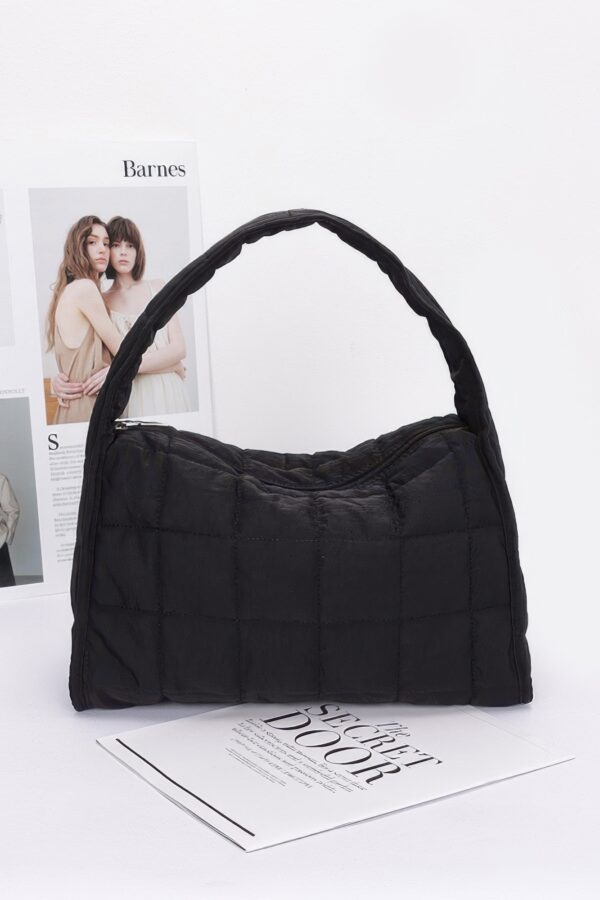 Quilted Nylon Shoulder Bag – Structured Contour