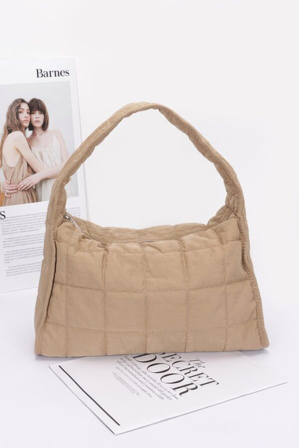 Quilted Nylon Shoulder Bag – Structured Contour