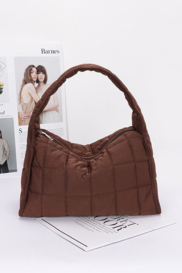 Quilted Nylon Shoulder Bag – Structured Contour