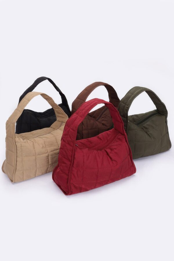 Quilted Nylon Shoulder Bag – Structured Contour