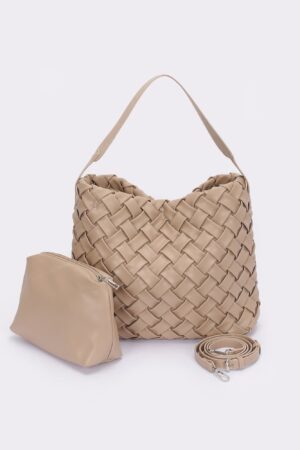 Faux Leather Hobo Bag – Braided Embossed Detail