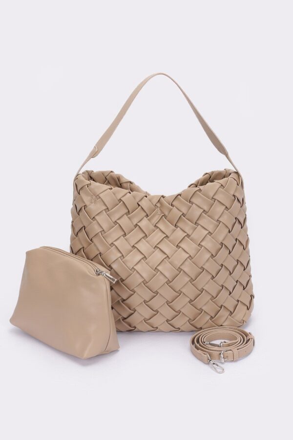 Faux Leather Hobo Bag – Braided Embossed Detail