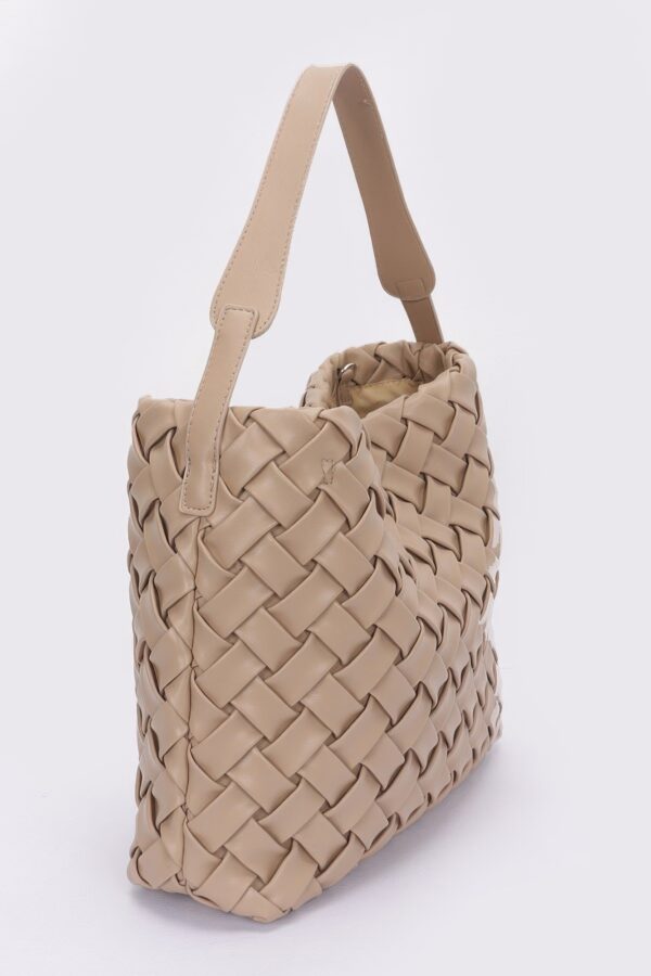 Faux Leather Hobo Bag – Braided Embossed Detail