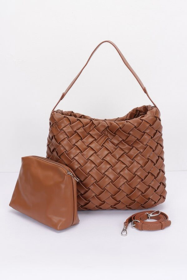 Faux Leather Hobo Bag – Braided Embossed Detail