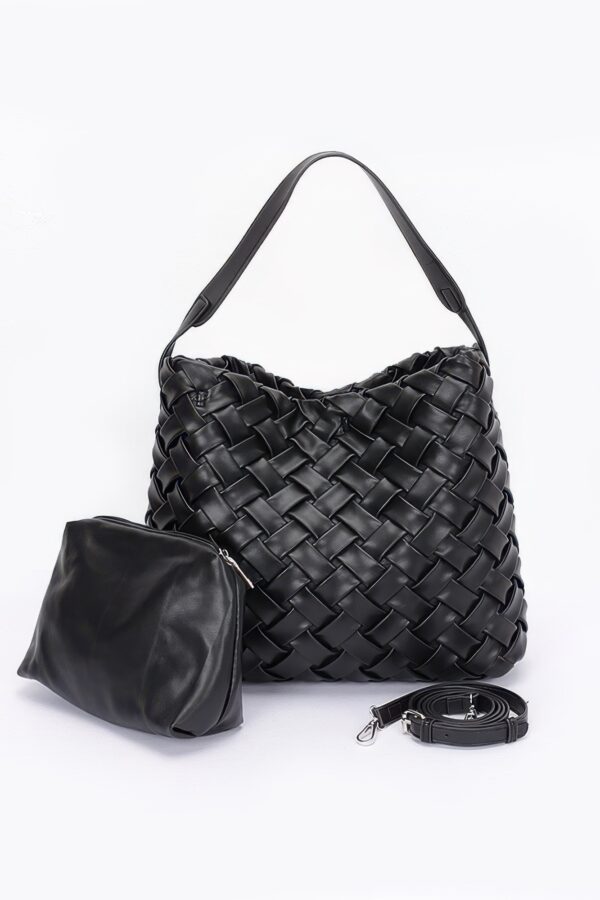 Faux Leather Hobo Bag – Braided Embossed Detail