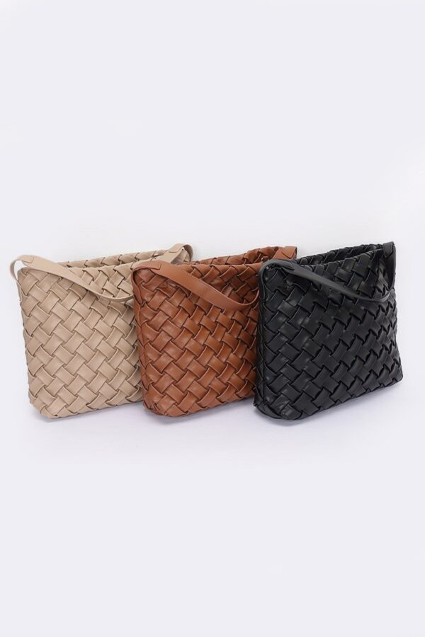 Faux Leather Hobo Bag – Braided Embossed Detail