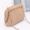 Braided Cotton-Texture Clutch with Chain Accent