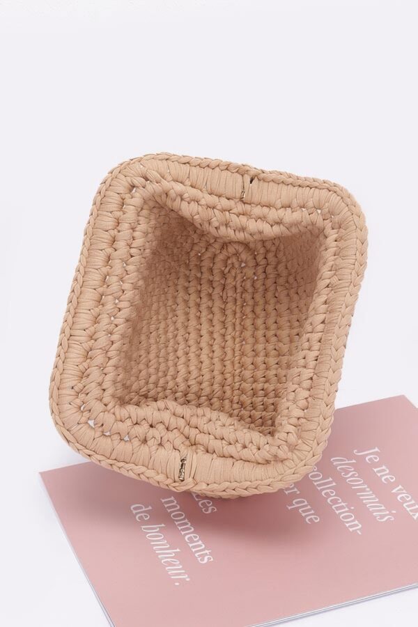 Braided Cotton-Texture Clutch with Chain Accent