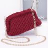 Braided Cotton-Texture Clutch with Chain Accent