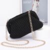 Braided Cotton-Texture Clutch with Chain Accent