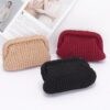 Braided Cotton-Texture Clutch with Chain Accent