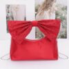 Rhinestone Bow Handle Nylon Clutch – Satin Finish